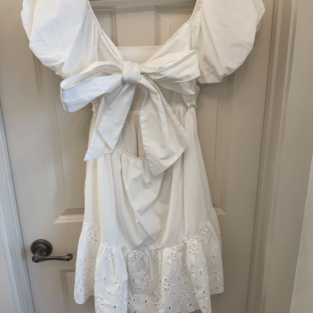 En Saison White Puff Sleeve Mini Dress - Picture 3 of 3